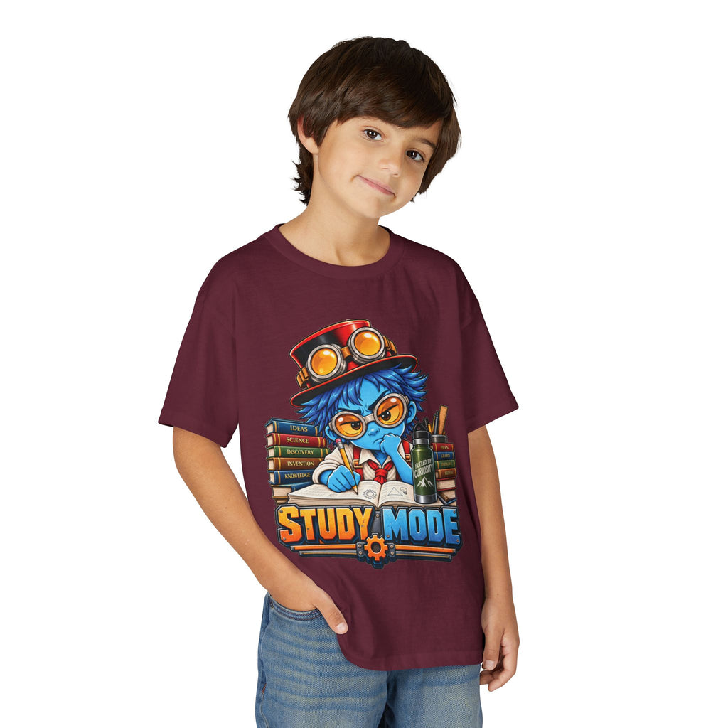 Youth "Study Mode" T-Shirt — Cute Steampunk Student Graphic Tee