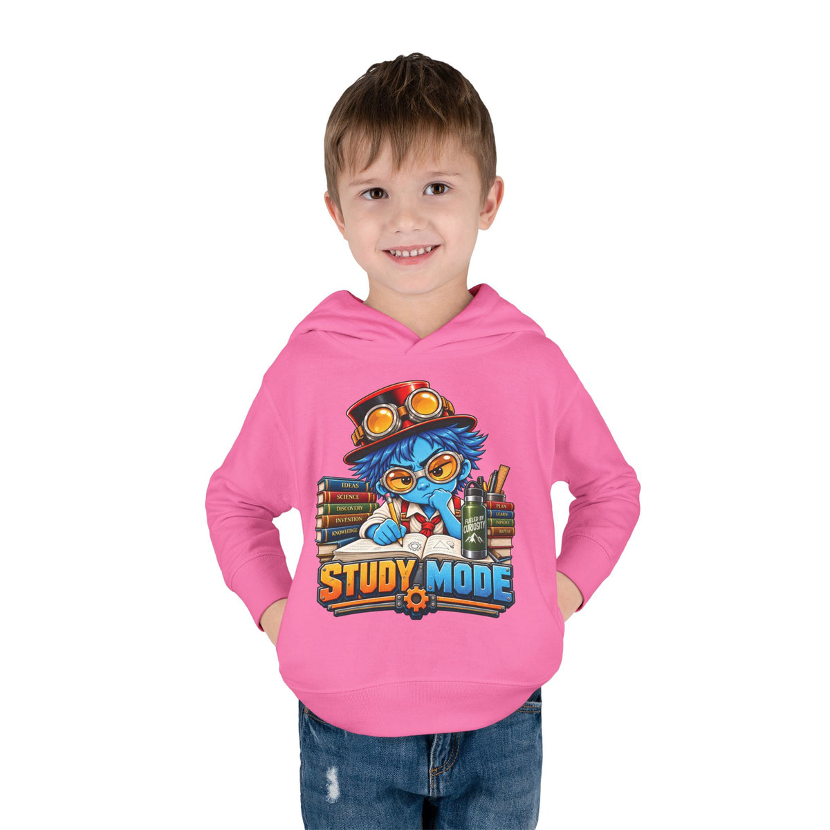 Toddler Hoodie - 'Study Mode' Cute Steampunk Student Graphic Pullover