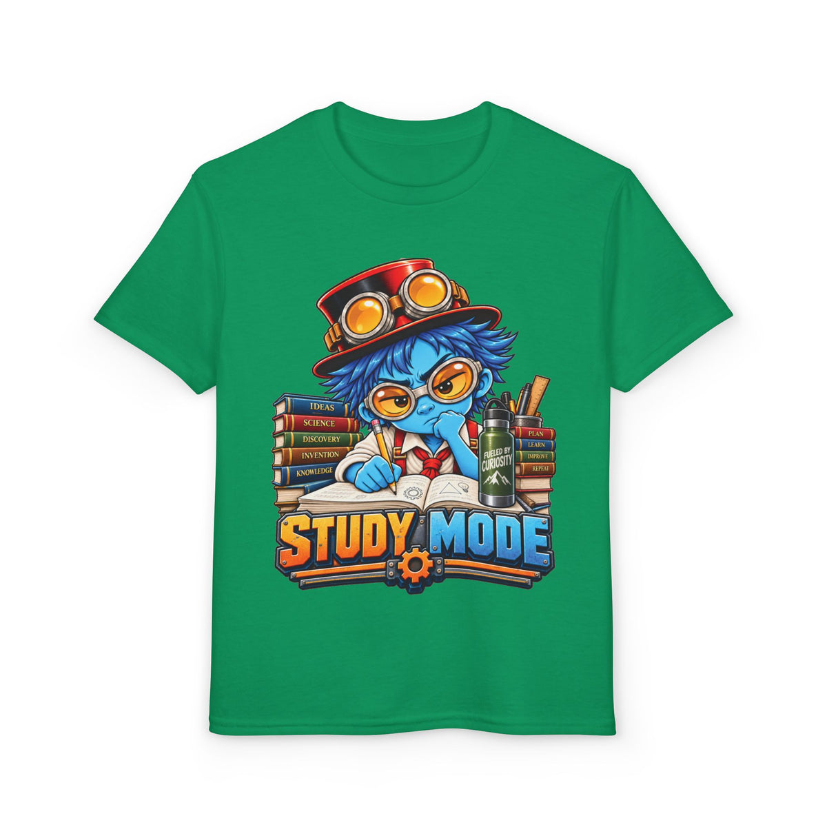 Youth "Study Mode" T-Shirt — Cute Steampunk Student Graphic Tee