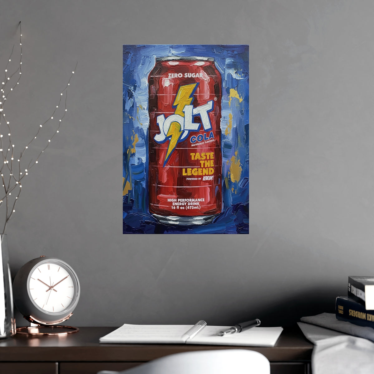 Jolt Cola Electric Pop Art | Bold Red Can on Textured Blue