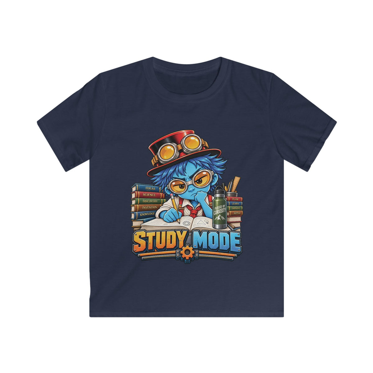 Kids "Study Mode" Tee – Cute Scholarly Steampunk Student Graphic Shirt