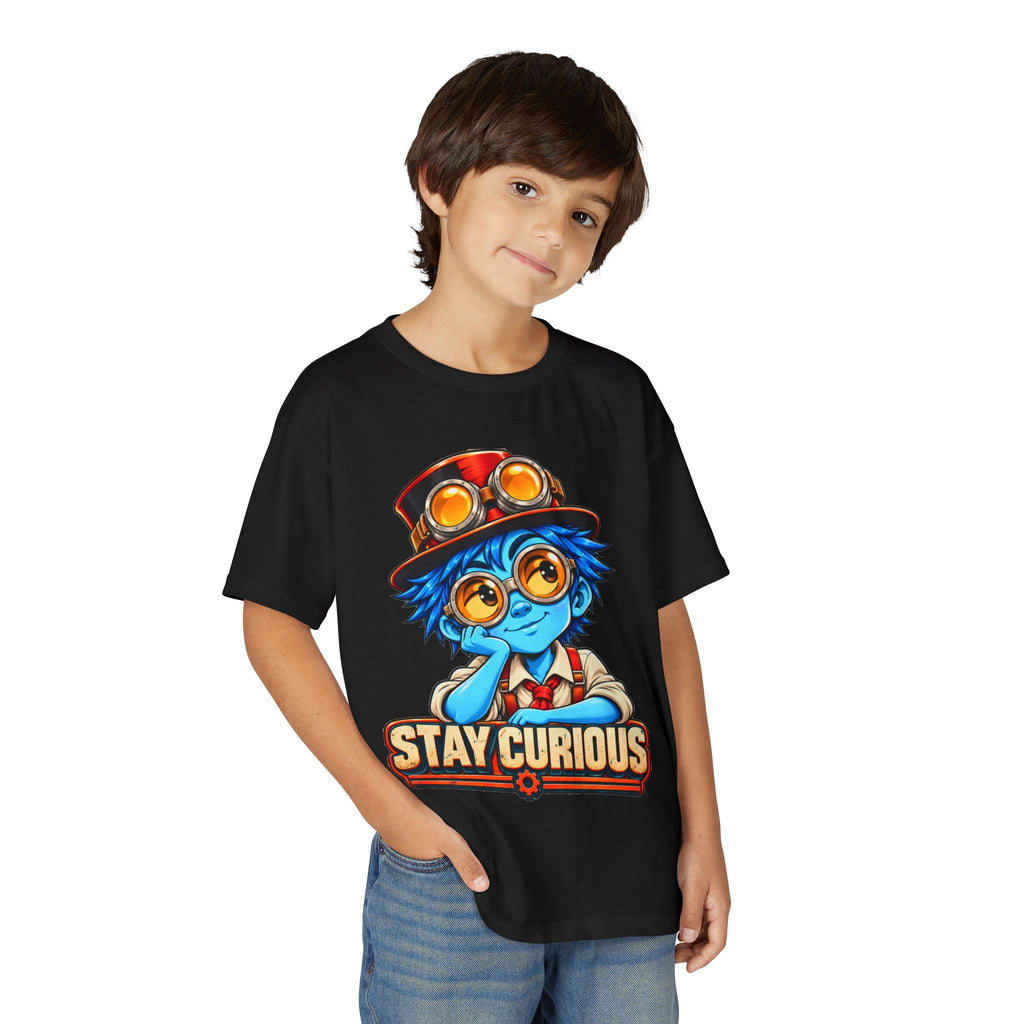 Stay Curious Kids T‑Shirt — Cute Steampunk Explorer Youth Tee