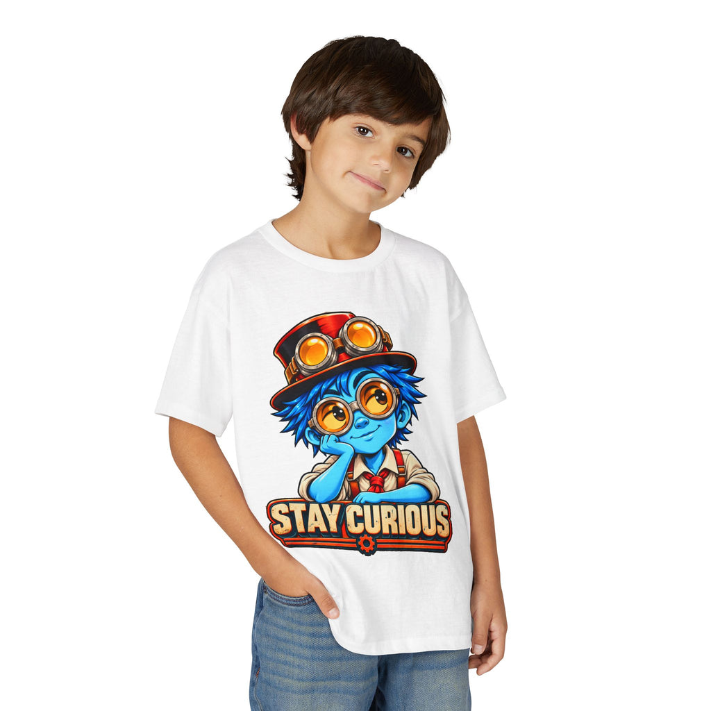 Stay Curious Kids T‑Shirt — Cute Steampunk Explorer Youth Tee