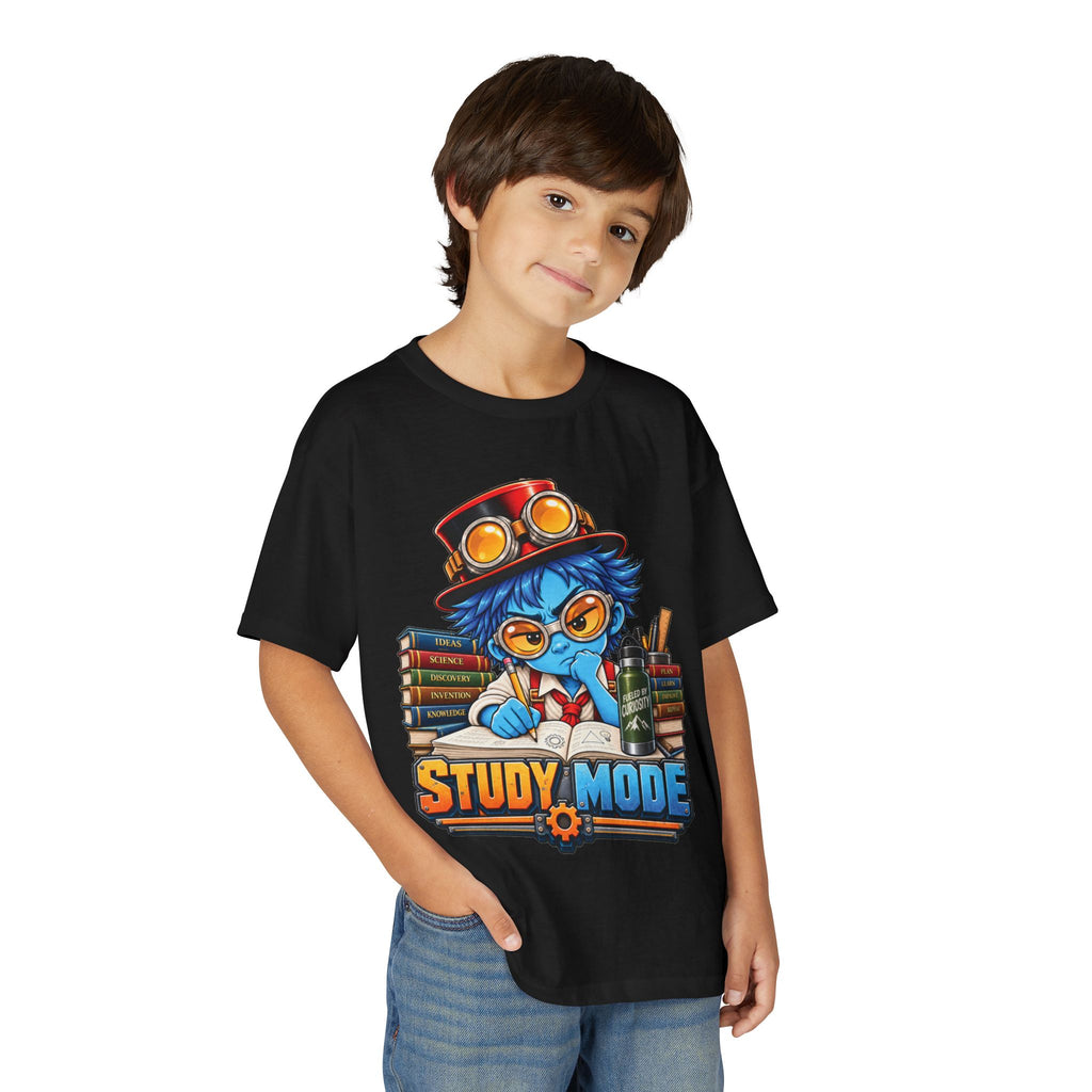 Youth "Study Mode" T-Shirt — Cute Steampunk Student Graphic Tee