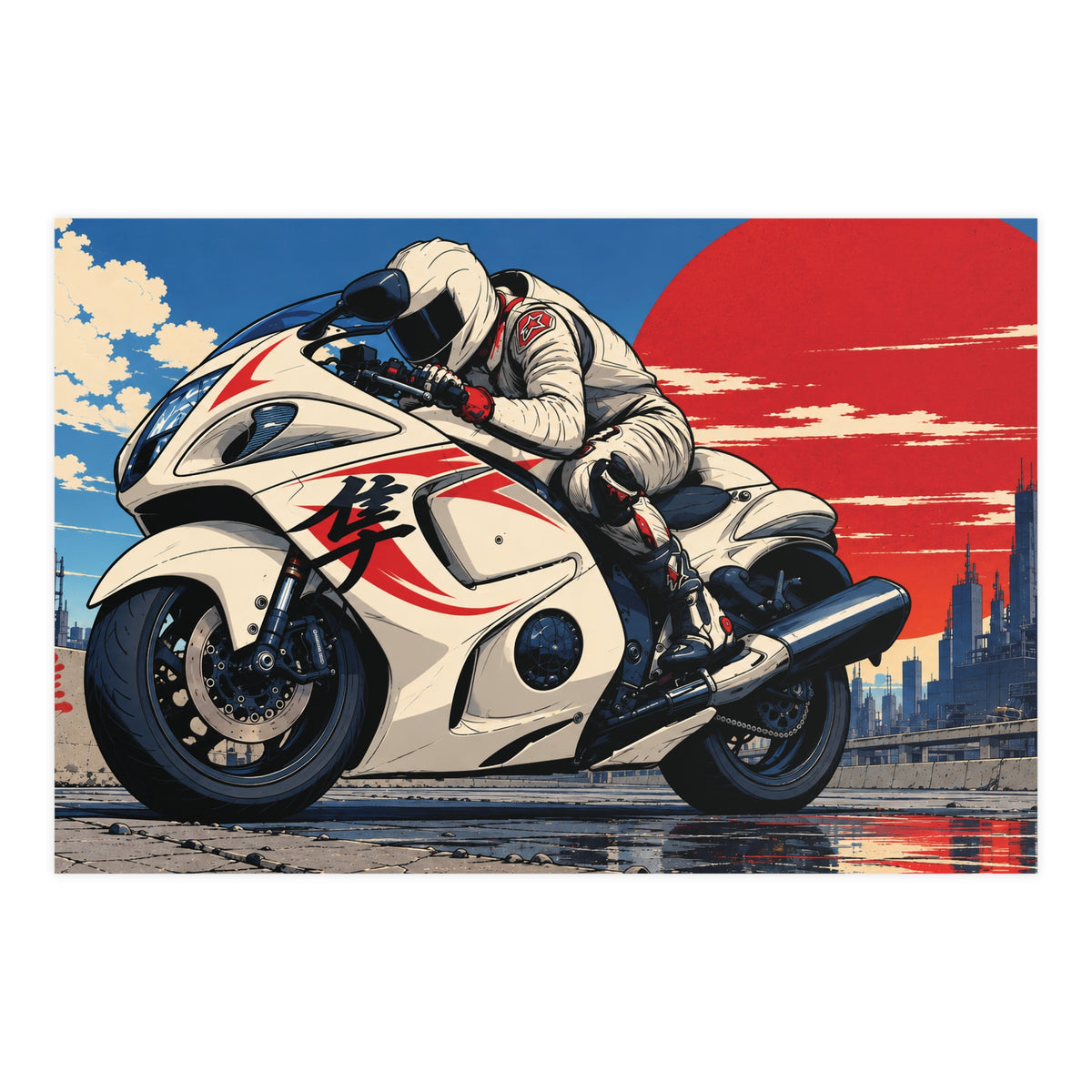 Red Sun Velocity — Japanese Superbike Racing Art