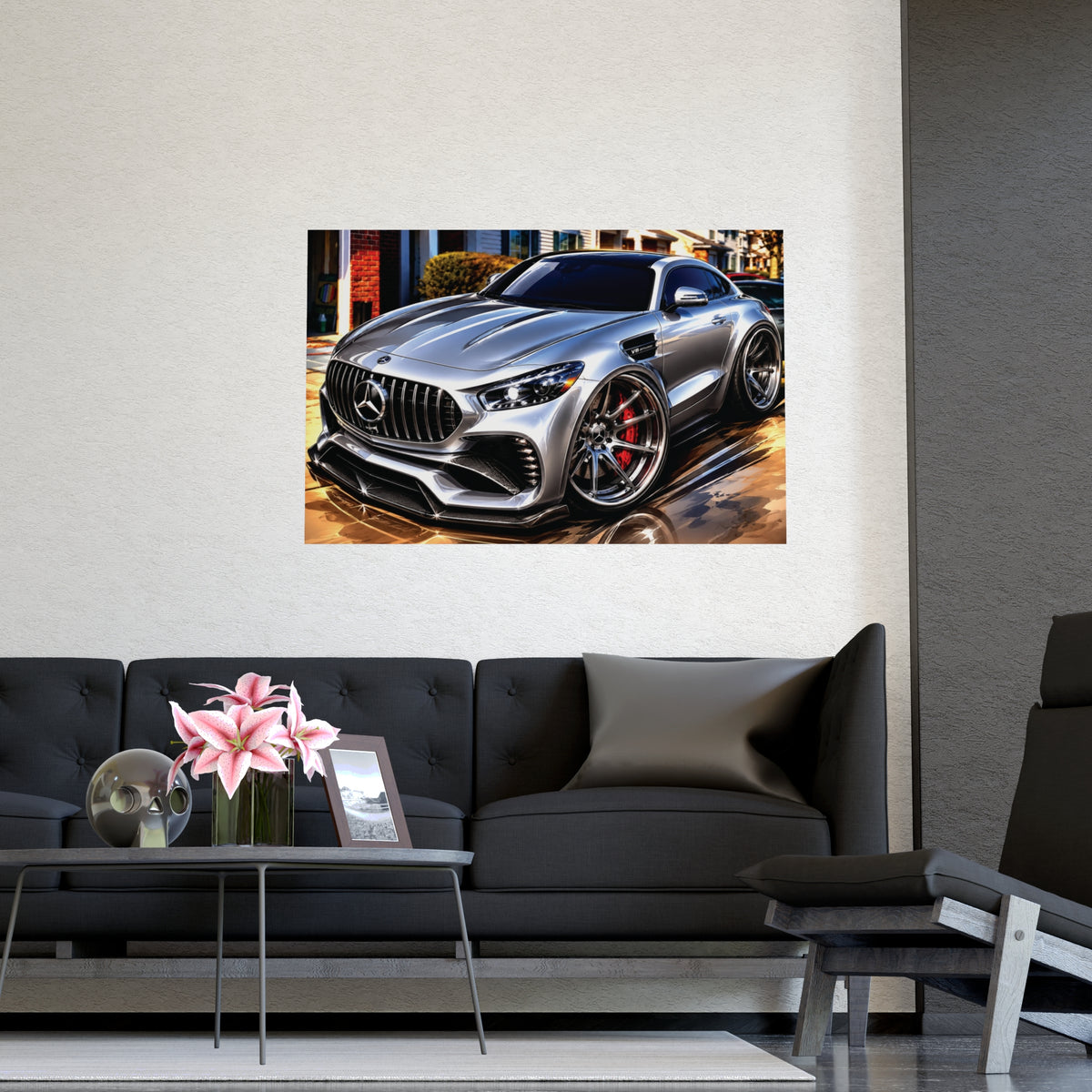 Silver Mercedes-AMG GT Street Performance Coupe | Premium Automotive Art