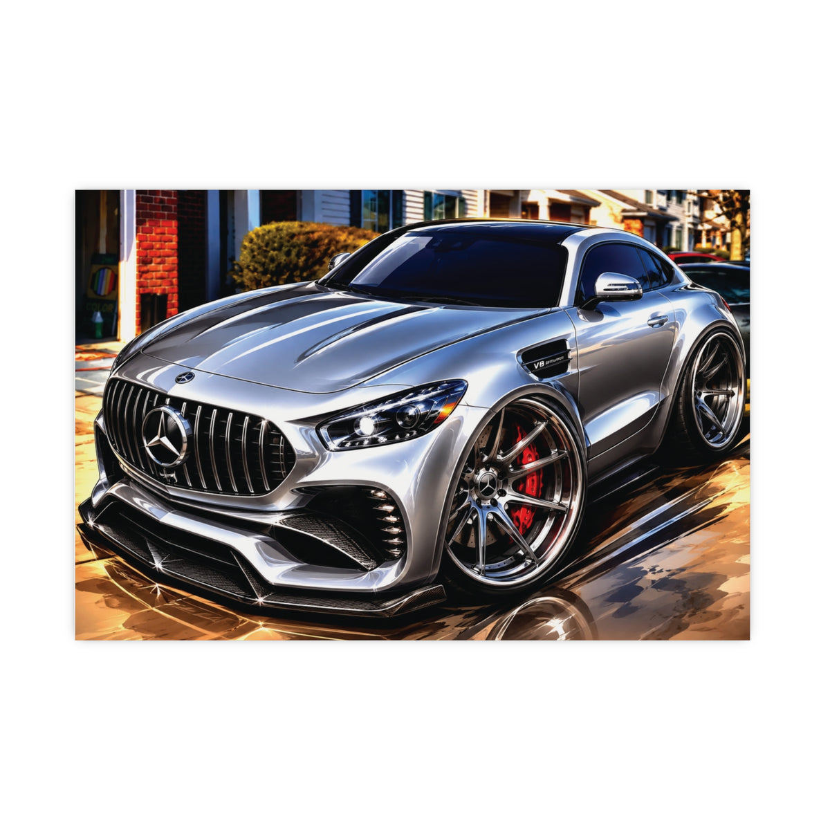 Silver Mercedes-AMG GT Street Performance Coupe | Premium Automotive Art