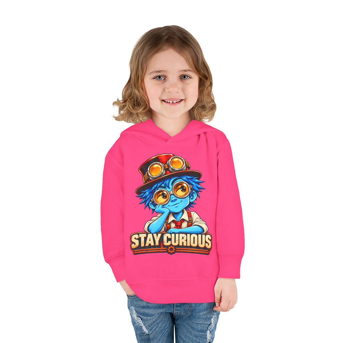 Toddler Hoodie — "Stay Curious" Blue Explorer Pullover