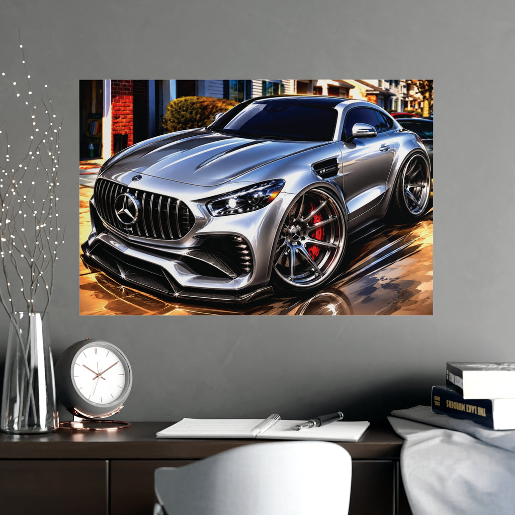 Silver Mercedes-AMG GT Street Performance Coupe | Premium Automotive Art