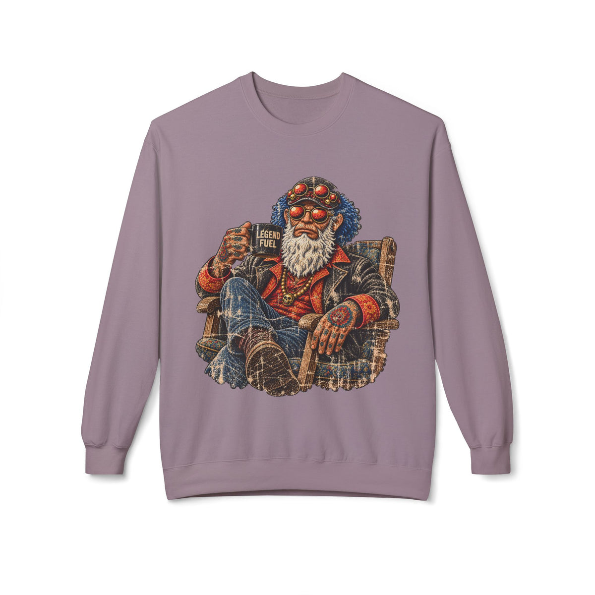 Cool Dude Enjoying Coffee Midweight Softstyle Fleece Crewneck Sweatshirt
