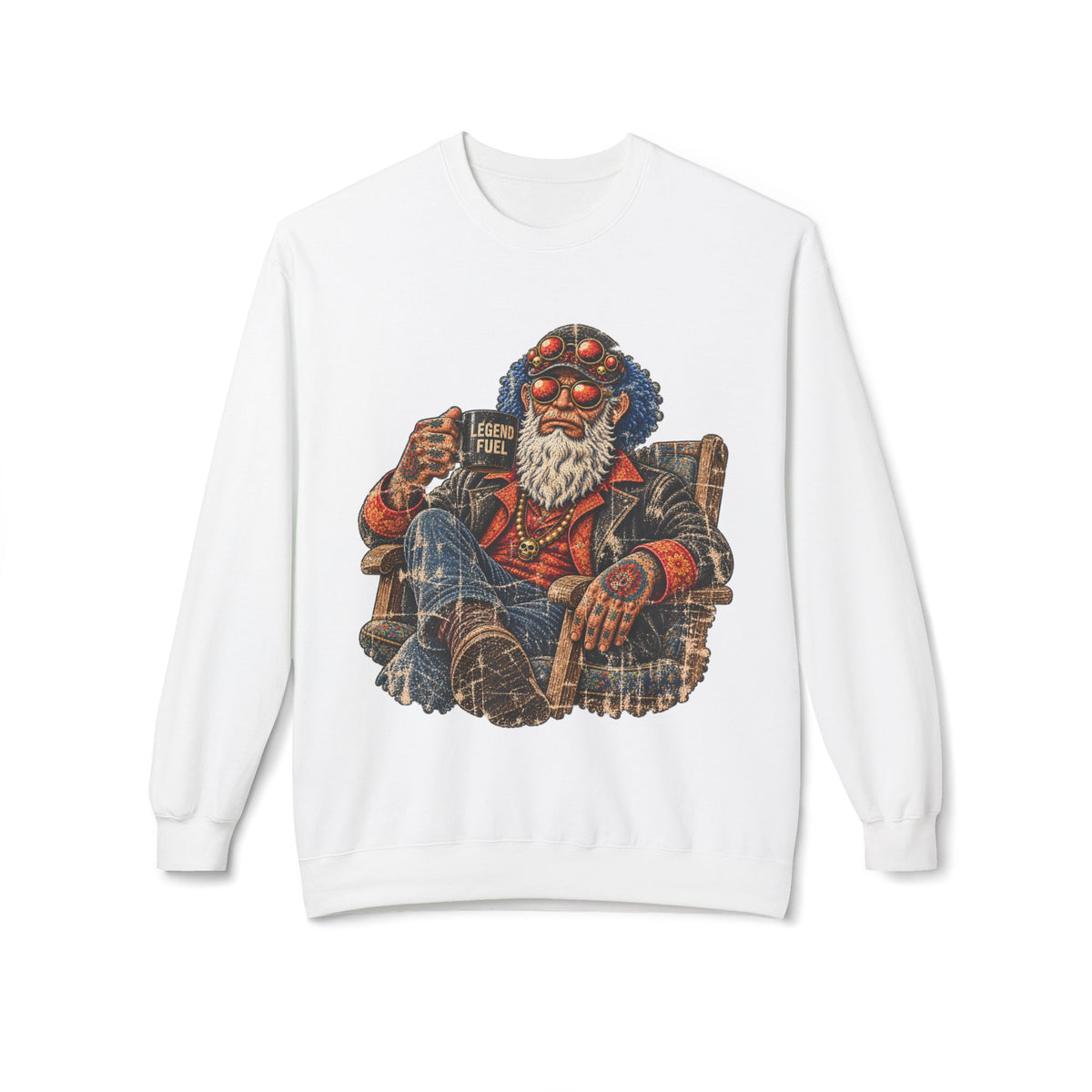 Cool Dude Enjoying Coffee Midweight Softstyle Fleece Crewneck Sweatshirt