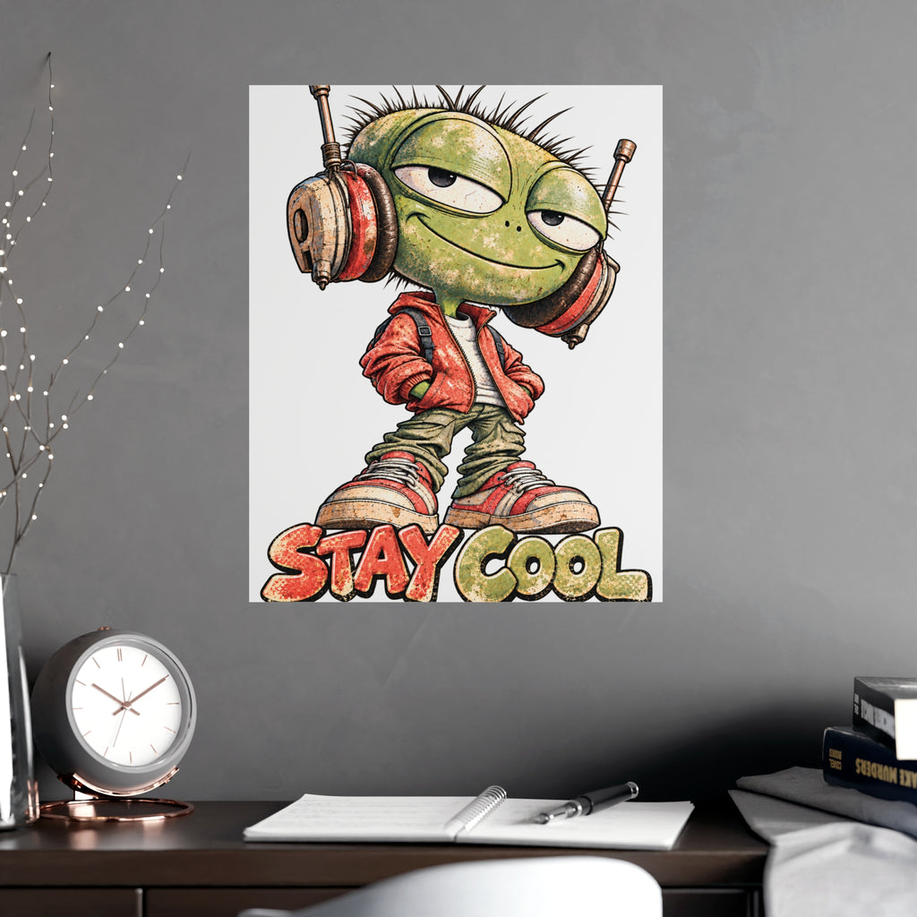 Stay Cool Retro Headphone Character | Vintage Distressed Music Lover Graphic