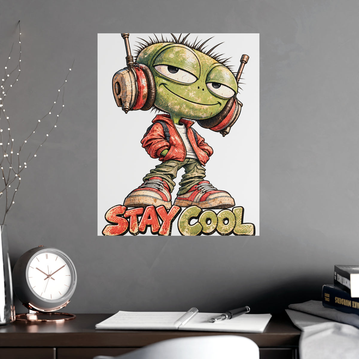Stay Cool Retro Headphone Character | Vintage Distressed Music Lover Graphic