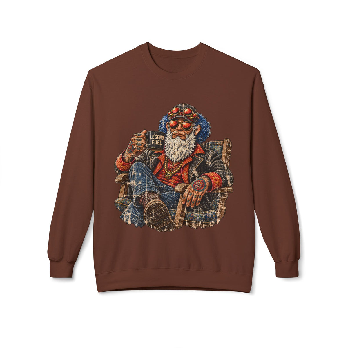 Cool Dude Enjoying Coffee Midweight Softstyle Fleece Crewneck Sweatshirt