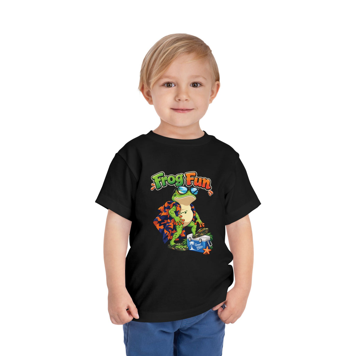 Toddler Tee - 'Frog Fun' Cute Vacation Frog Beach Shirt for Kids