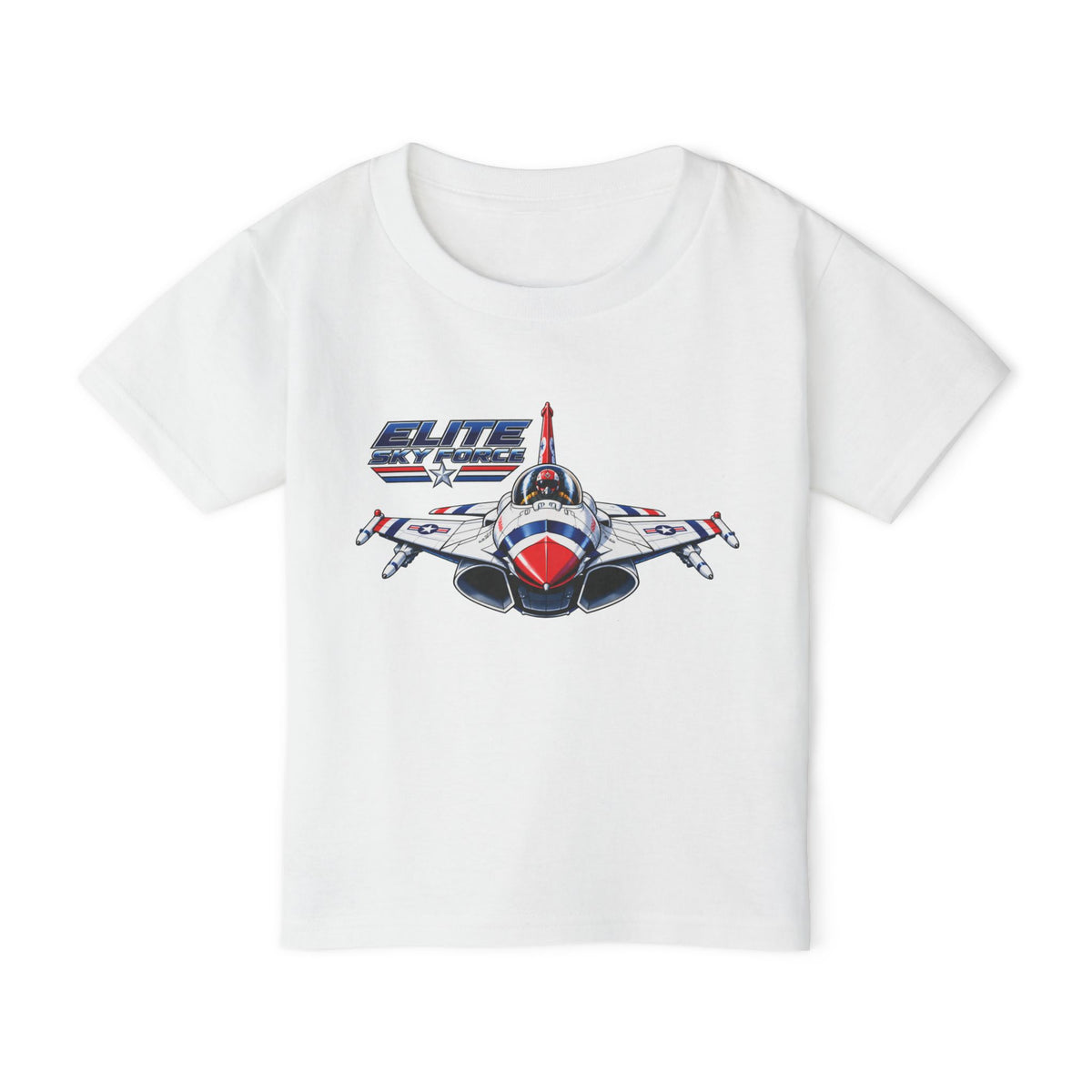 Toddler T‑Shirt — Vintage Jet Fighter Graphic (Patriotic Red, White & Blue)