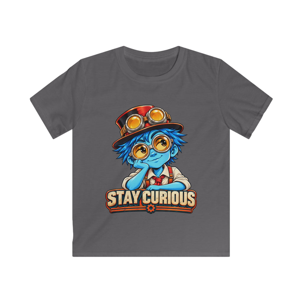 Kids Tee — "Stay Curious" Steampunk Explorer Graphic