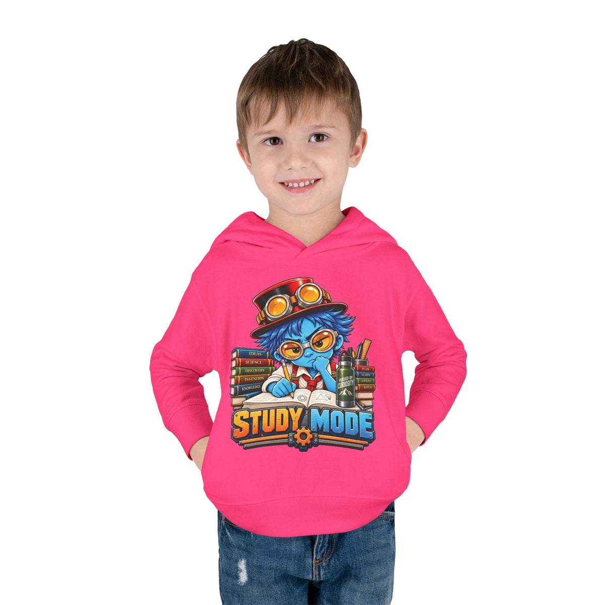 Toddler Hoodie - 'Study Mode' Cute Steampunk Student Graphic Pullover