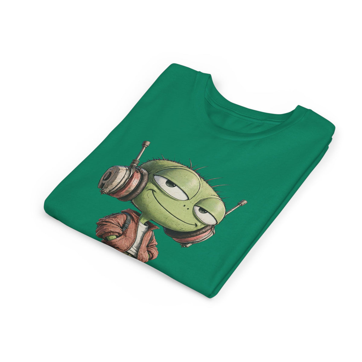 Youth Tee — Cool Green Dude with Headphones Graphic