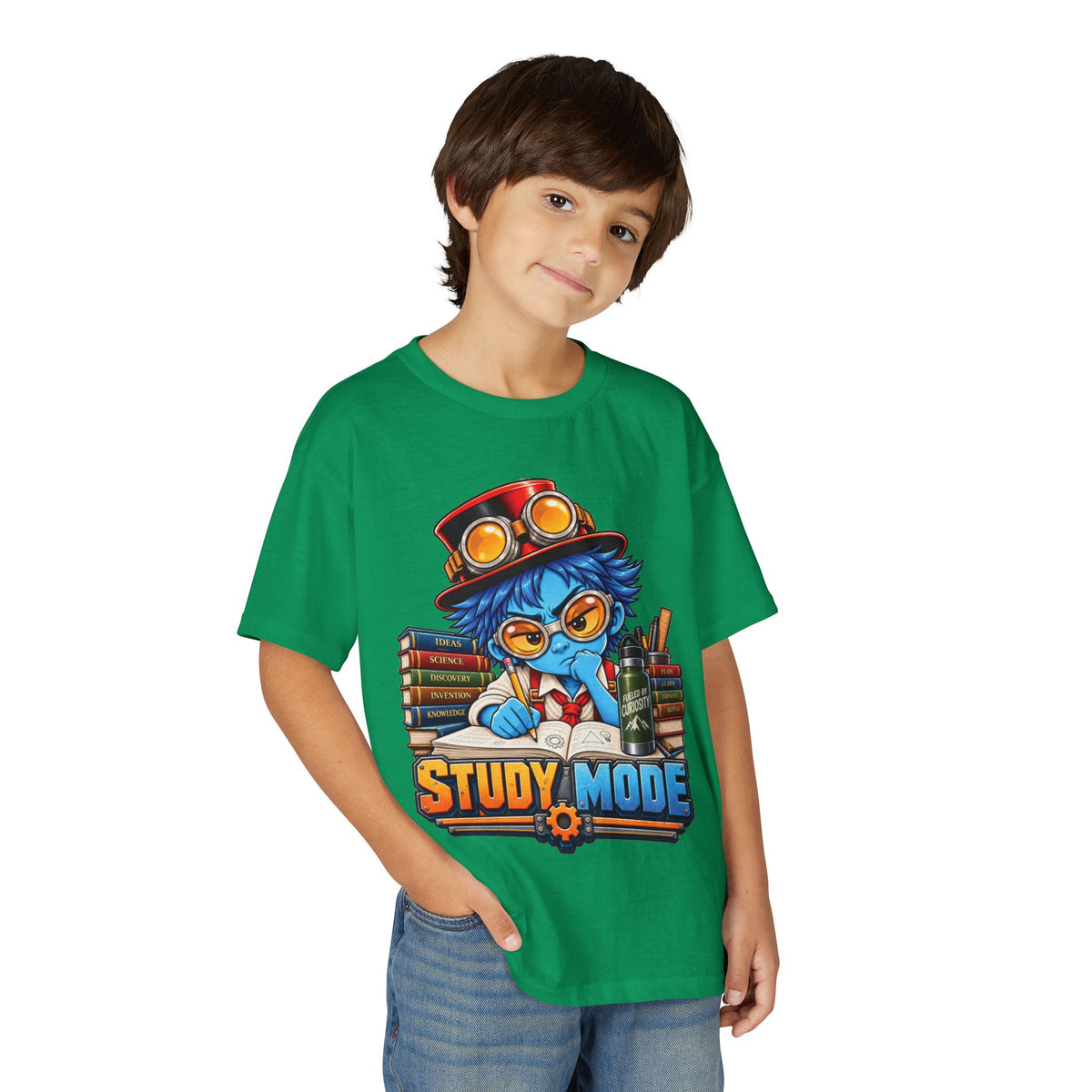 Youth "Study Mode" T-Shirt — Cute Steampunk Student Graphic Tee