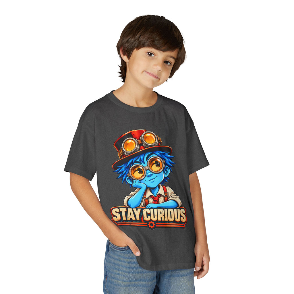 Stay Curious Kids T‑Shirt — Cute Steampunk Explorer Youth Tee