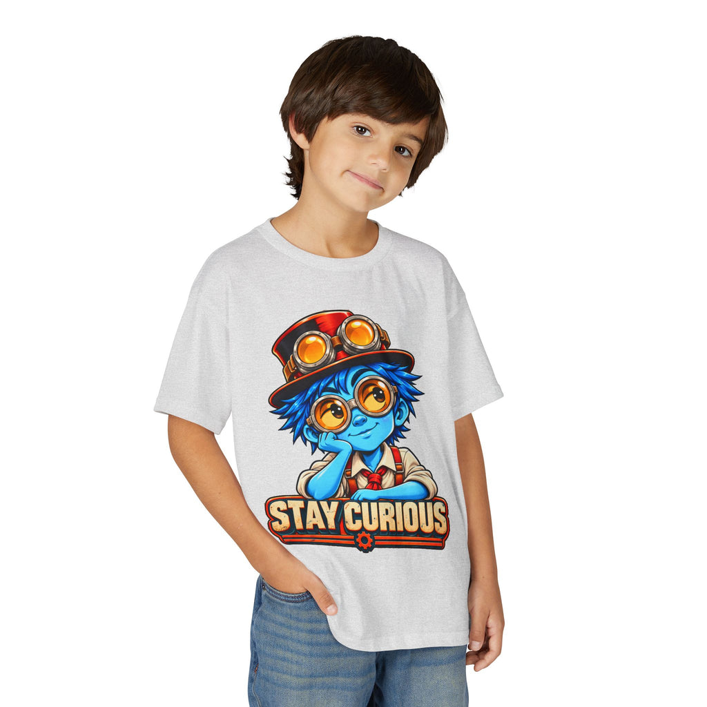 Stay Curious Kids T‑Shirt — Cute Steampunk Explorer Youth Tee