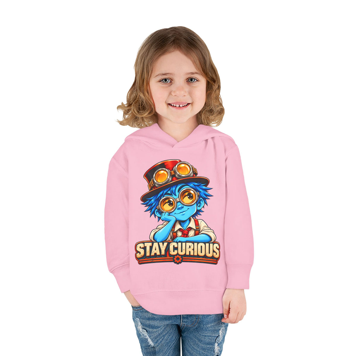 Toddler Hoodie — "Stay Curious" Blue Explorer Pullover