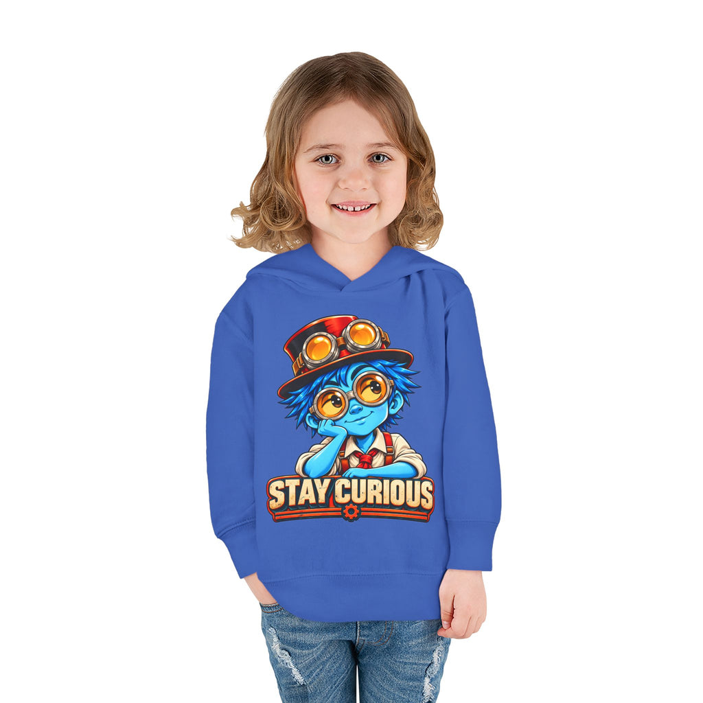 Toddler Hoodie — "Stay Curious" Blue Explorer Pullover