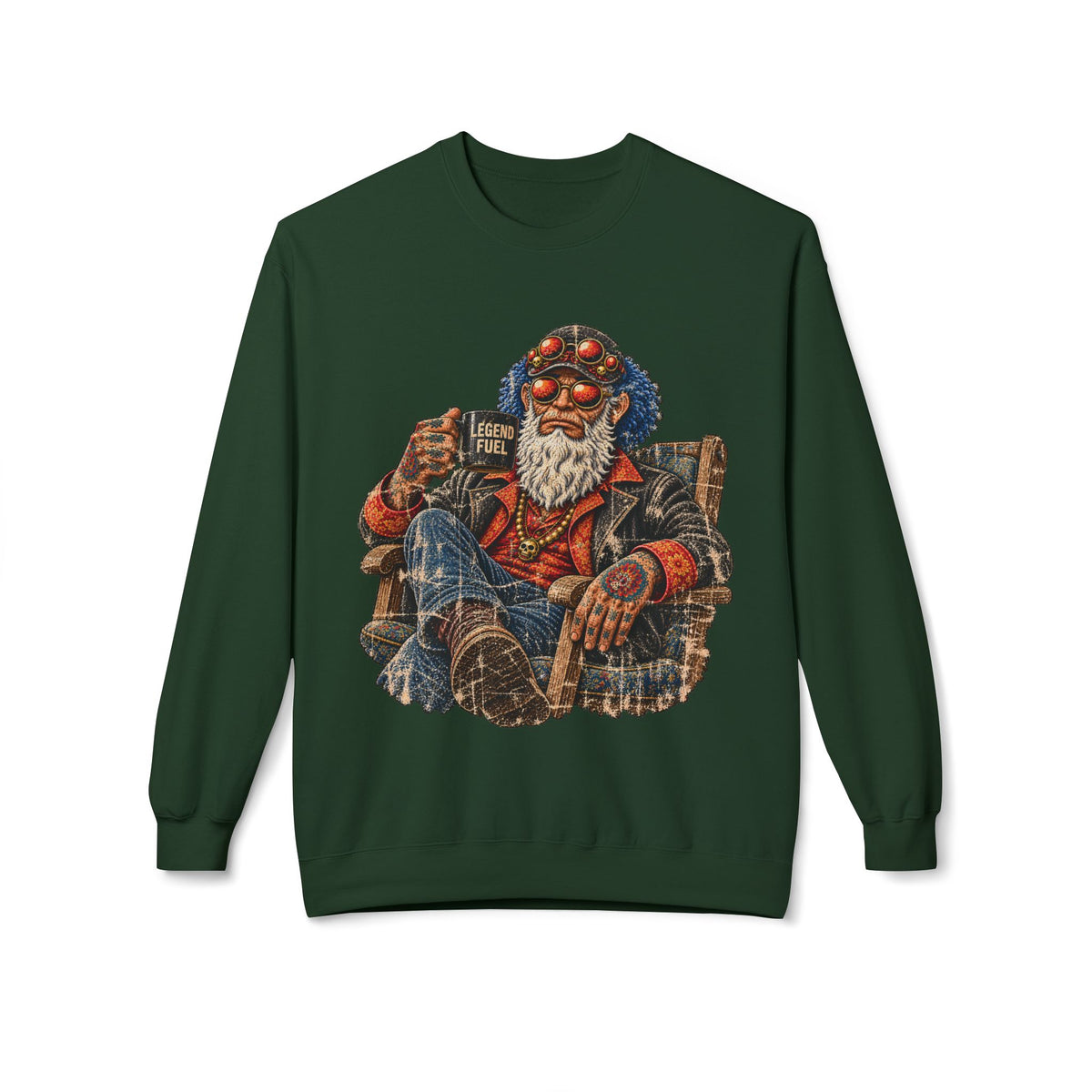 Cool Dude Enjoying Coffee Midweight Softstyle Fleece Crewneck Sweatshirt