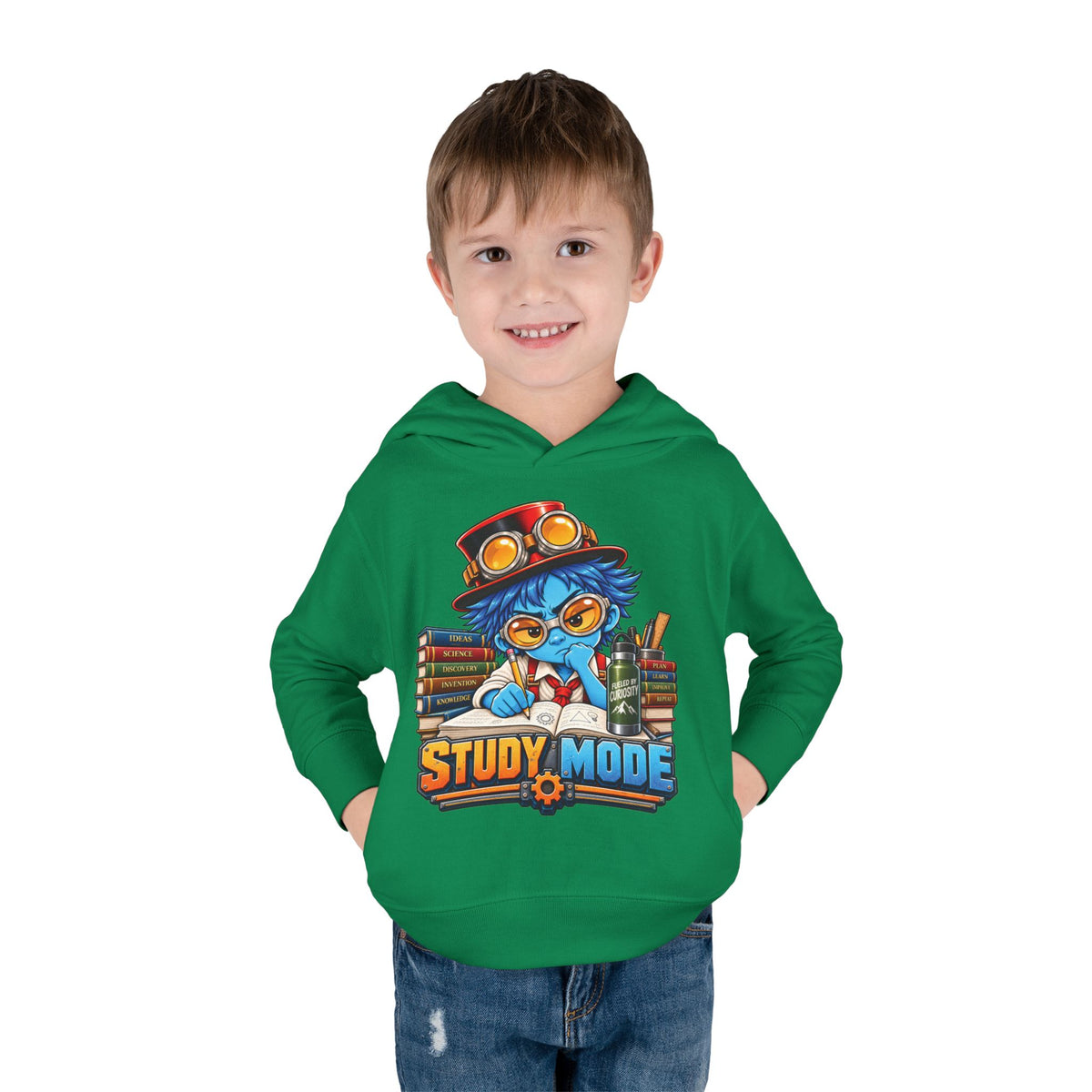 Toddler Hoodie - 'Study Mode' Cute Steampunk Student Graphic Pullover