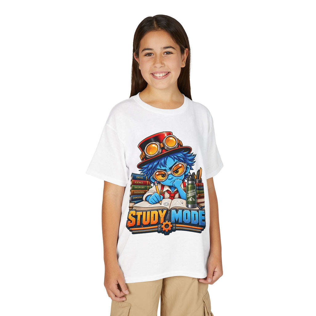 Youth "Study Mode" T-Shirt — Cute Steampunk Student Graphic Tee