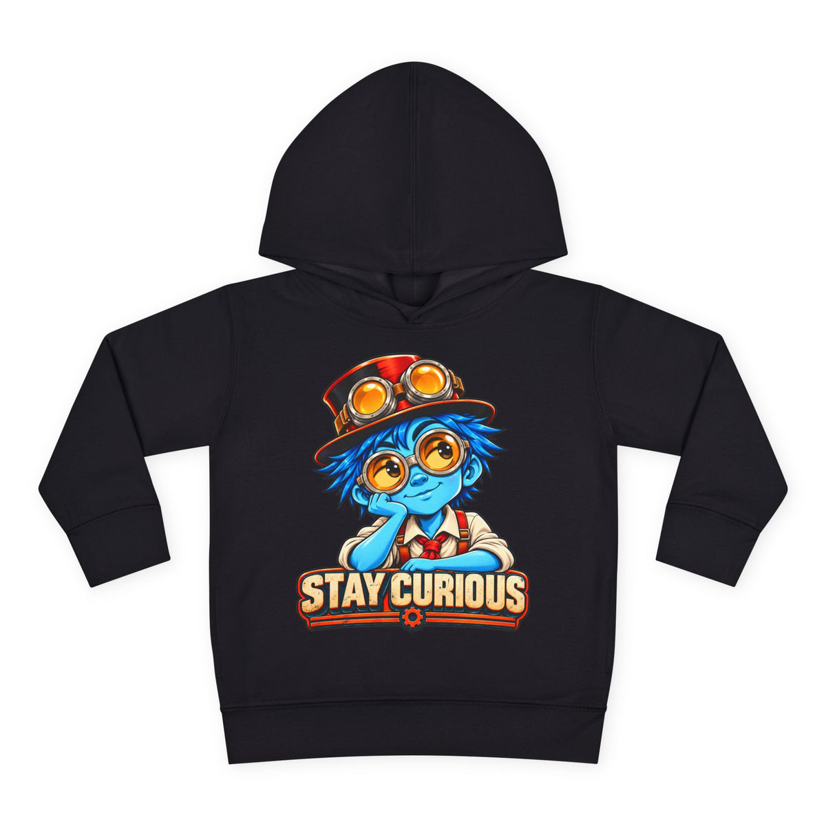 Toddler Hoodie — "Stay Curious" Blue Explorer Pullover
