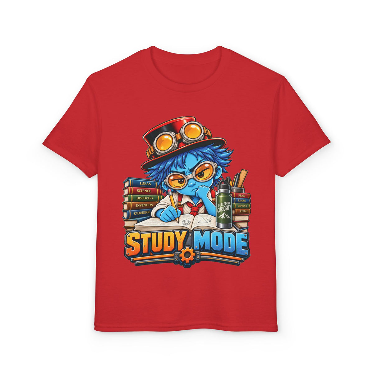 Youth "Study Mode" T-Shirt — Cute Steampunk Student Graphic Tee