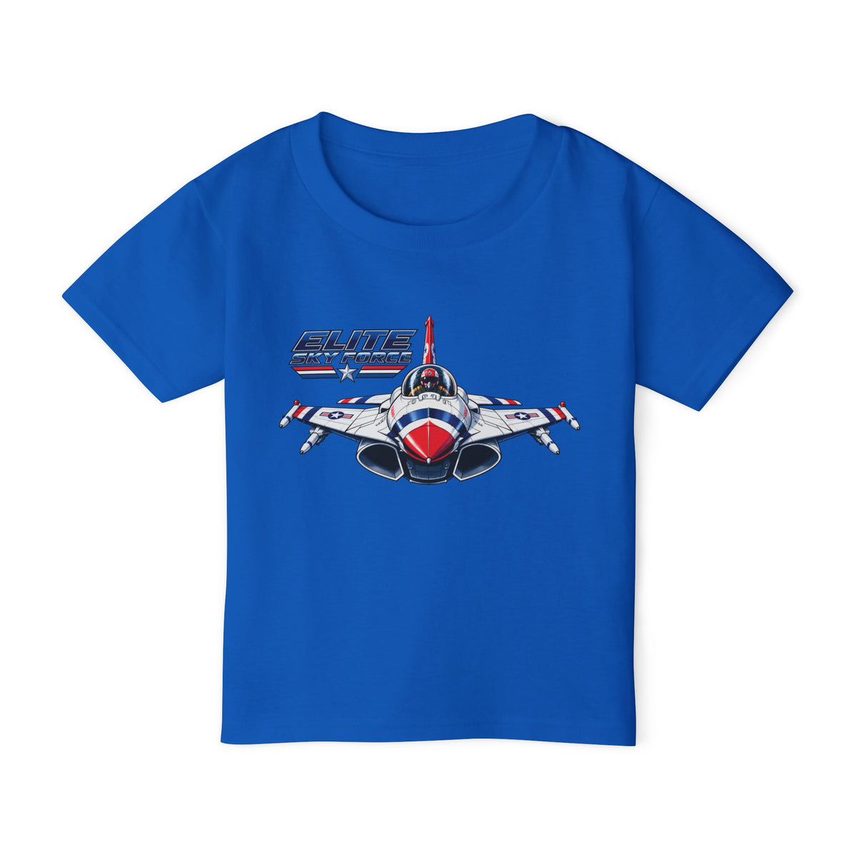 Toddler T‑Shirt — Vintage Jet Fighter Graphic (Patriotic Red, White & Blue)