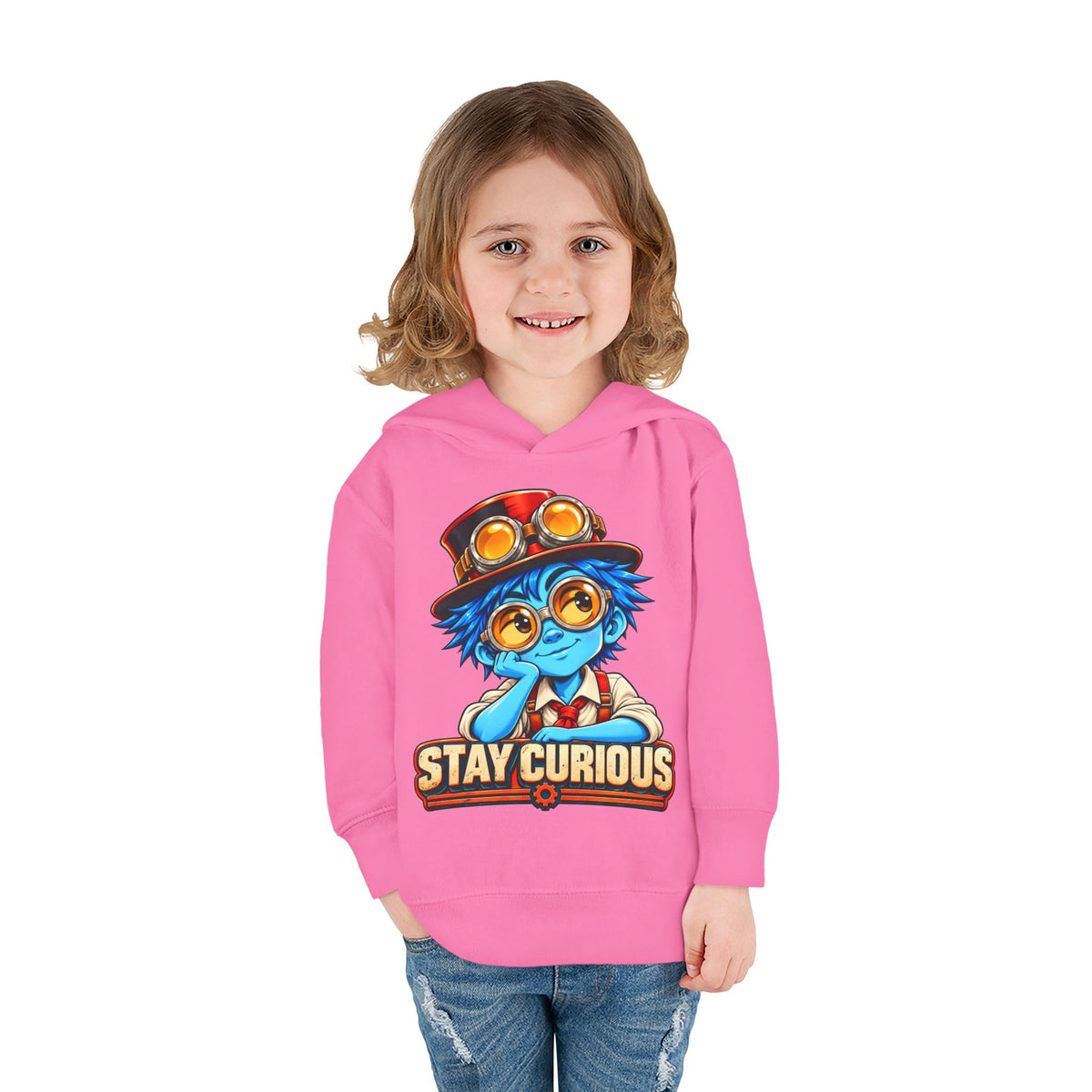 Toddler Hoodie — "Stay Curious" Blue Explorer Pullover
